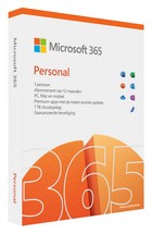 Microsoft (MS) Office 365 Personal  (1 licenties, 1 jaar) PC/MAC